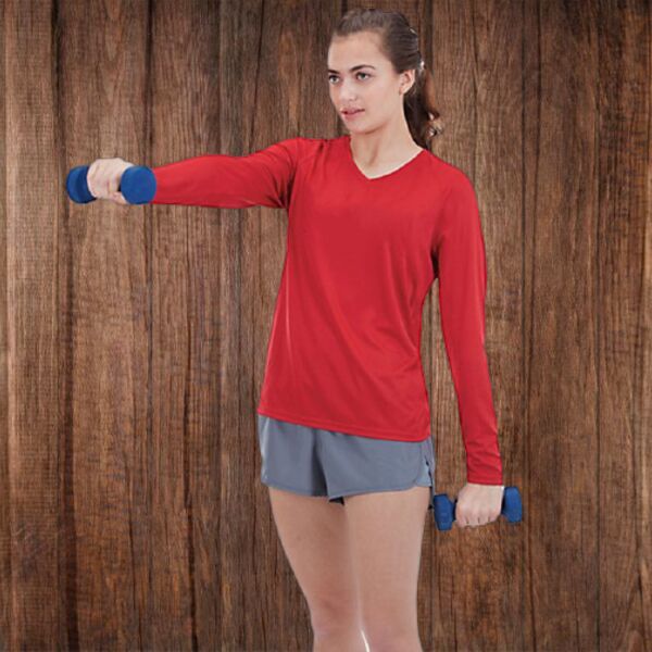 LST353LS Women's V-Neck Wicking Long Sleeve Thumbnail